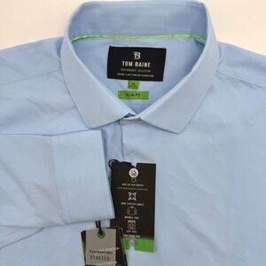 Tom Baine Dress Shirt Mens XL Light Blue Slim Fit Performance Stretch NWT